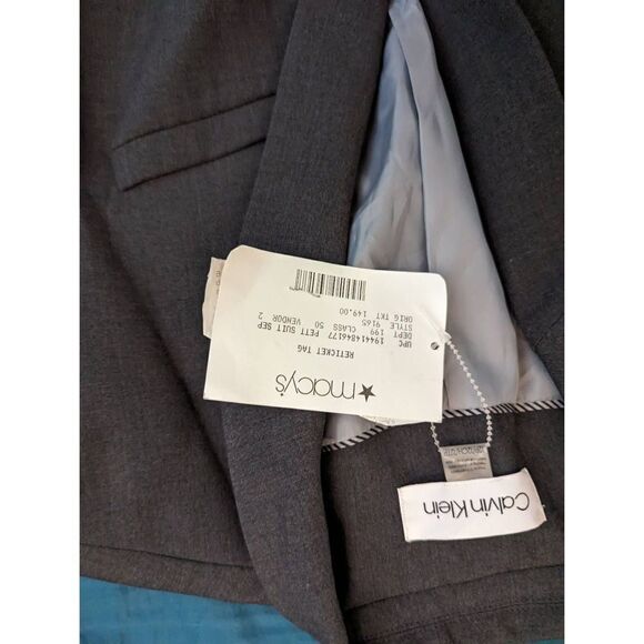 CALVIN Klein grey stretch blazer one button sz p nwt - Picture 5 of 9